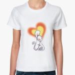 Женские <b>футболки</b> | Классические | Кот, <b>кошка</b> и <b>сердце</b> | Printdirect.